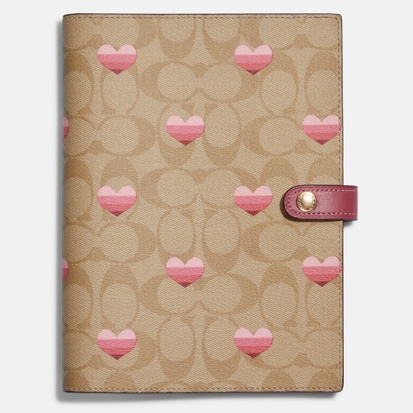 NWT COACH Signature Canvas Notebook & Pencil Case with Stripe Heart Print BUNDLE - Picture 2 of 8